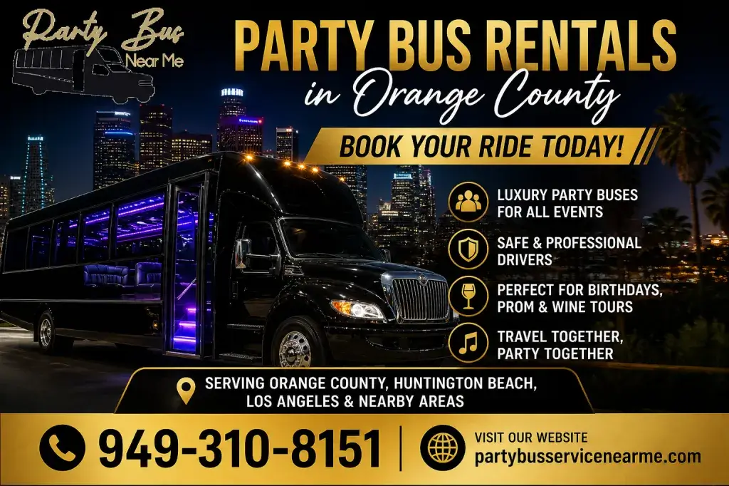 Party bus rentals in Orange County, luxury